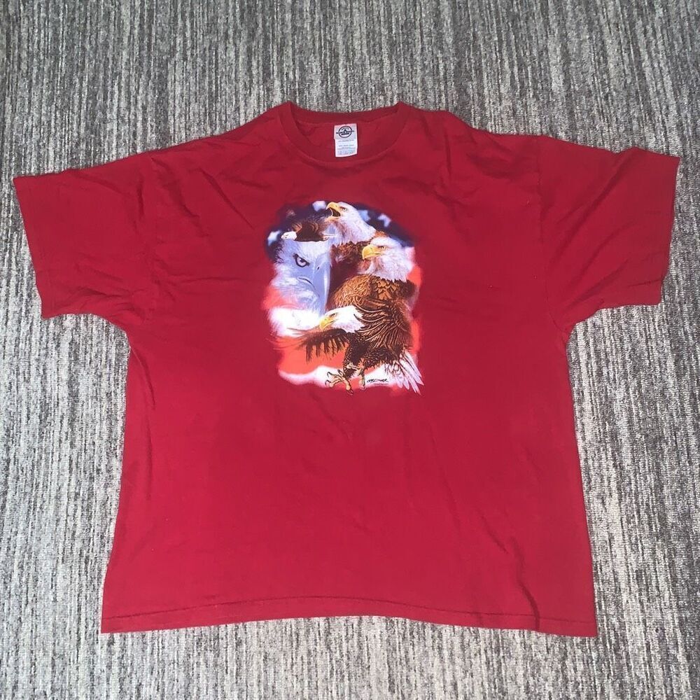 Delta Mens Size 2XL Bald Eagles By Gardner Graphic T Shirt Red Short Sleeve